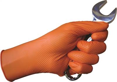 Medium Tiger Grip Chemical Resistant Hi-Vis Orange Nitrile Disposable Gloves