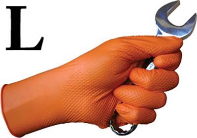 Large Tiger Grip Chemical Resistant Hi-Vis Orange Nitrile Disposable Gloves