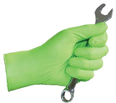 Medium Panther Grip Chemical Resistant Hi-Vis Green Nitrile Disposable Gloves