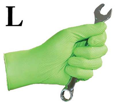 Large Panther Grip Chemical Resistant Hi-Vis Green Nitrile Disposable Gloves