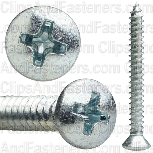 No 10 X 1 3/4 Phillips Oval Head Tap Screw Zinc