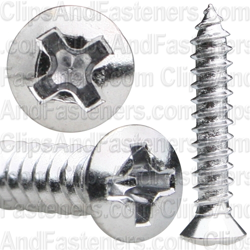 8 X 7/8 #6 Hd Phillips Oval Head Tap Screw Chrome