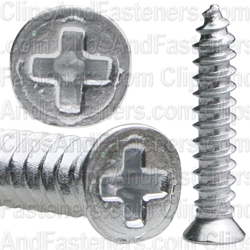 #6 X 3/4" Phillips Flat Head Tapping Screw Chrome