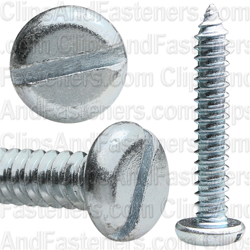 #14 X 1-1/2" Zinc Slotted Pan Head Tapping Screws