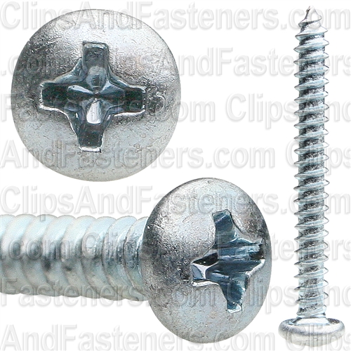 6 X 1 1/4 Phillips Pan Head Tap Screw Zinc