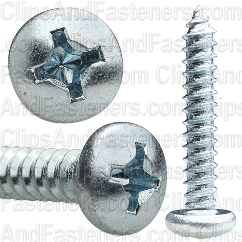 12 X 1 1/4 Phillips Pan Head Tap Screw Zinc