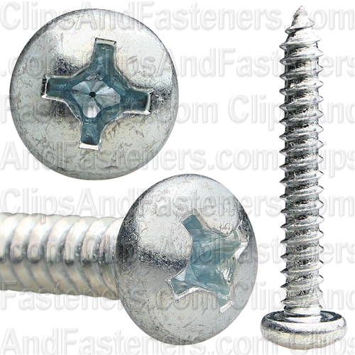 12 X 1 1/2 Phillips Pan Head Tap Screw Zinc