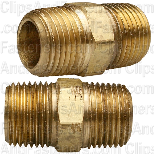 Brass Hex Nipple 3/8 Thread A 3/8 Thread B