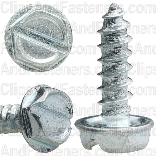 6 X 1/2 Slotted Hex Washer Head Tap Screw Zinc