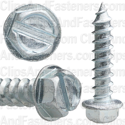 12 X 1 Slotted Hex Washer Head Tap Screw Zinc