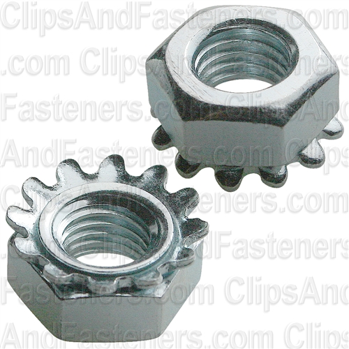 1/4"-28 Hex Keps Lock Washer & Nut Zinc