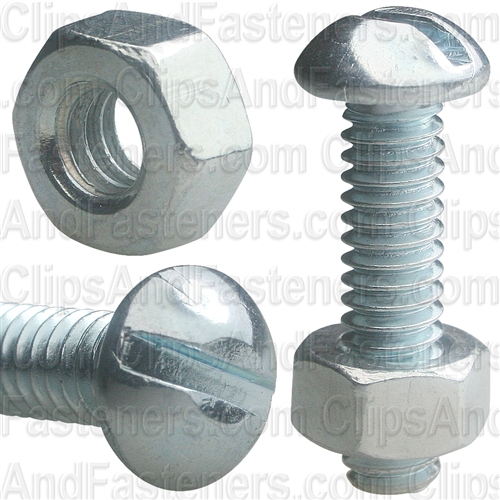 Round Hd Stove Bolt W/Hex Nut 1/4 X 1