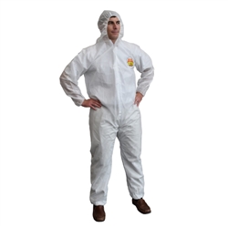 Cordova White Disposable Coveralls, Hood SMS300