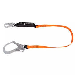 SafeWaze 6 Ft Shock Absorbing Lanyard, Rebar Hook FS88565-E