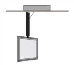 Motorized Flip Down 48 inch Travel 180 Deg Swivel Ceiling Mount 60 into 75 in 120 lb capacity, Programmable