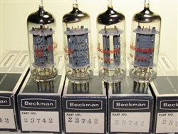 Brand new, MINT NOS NIB 1971 GE 12BH7A gray plate halo getter tubes with Beckman Label. These are select tubes for Beckman Instruments. Made in U.S.A. All tubes from same date/batch. LOW TEST SCORES.