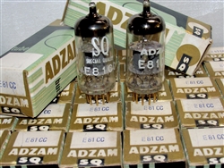 Brand Spanking New, MINT NOS NIB 1967 VALVO Hamburg SQ QUALITY E81CC 6201 12AT7WA Gold Pin tubes with ADZAM Label. These are premium version of ECC81/12AT7 Type tubes. Valvo Hamburg production date codes of DF6 D7I2/D7I3/D7I4. Made in West Germany.