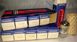 Brand New, MINT NOS NIB, Rare SEPT-1962 Production Tungsram ECC83 12AX7 Welded Plate Tubes with non-corrosive alloy pins. Tungsram made some of the finer tubes in Eastern Europe due to its exposure to subsidiaries in Gt. Britain and Austria.