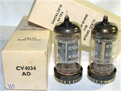 Brand New MINT NOS NIB Rare 1967 BRIMAR CV4034 Long Plate Military tubes. CV4034 Flying Lead is Premium Grade, High Reliability Long Life version of ECC82/CV4003/12AU7/13D5 valves. Etched STC Rochester Plant Date Codes. Made in England.