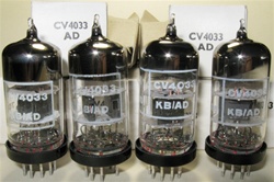 Brand New MINT NOS NIB Rare 1970-71 BRIMAR CV4033 Black Plate Military tubes. CV4033 Flying Lead is Premium Grade, High Reliability Long Life version of CV4024/6060/ECC81/12T7 valves. STC Rochester Plant Date Codes. Made in England. IMPERFECT TEST SCORES.