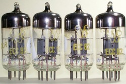 Lightly Used, Like New Late 1960s FUNKWERK RFT* ECC82 12AU7 Halo with Fat Dual Getter Support Tubes. Made in E. Germany.