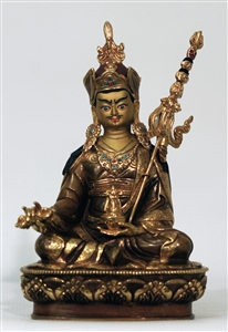 Statue Guru Rinpoche, 08 inch, Partially Gold Plated