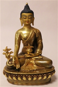 Statue Medicine Buddha, 08 inch, Partially Gold Plated