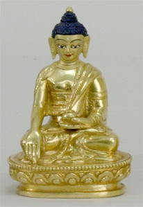 Statue Shakyamuni Buddha, 03 inch, Fully Gold Plated