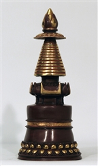 Statue Stupa, 10 inch, Kadam, Partially Gold Plated