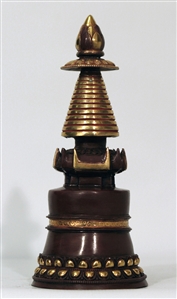 Statue Stupa, 10 inch, Kadam, Partially Gold Plated