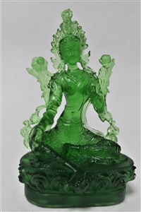 Statue Green Tara, 05 inch, Glass