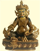 Statue Dzambhala, 09 inch, Partially Gold Plated