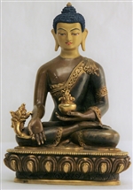 Statue Medicine Buddha, 07 inch, Partially Gold Plated