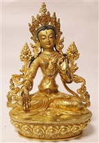 Statue White Tara, 12 inch, Fully Gold Plated