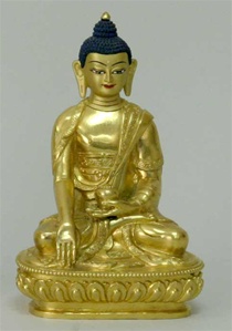 Statue Shakyamuni Buddha, 06 inch, Fully Gold Plated