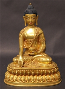 Statue Shakyamuni Buddha, 08 inch, Fully Gold Plated