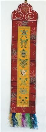 Banner, 8 Auspicious Symbols; L=30"; W=6", Yellow, Sold by the piece.