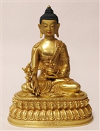 Statue Medicine Buddha, 08 inch, Fully Gold Plated