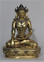 Statue Shakyamuni Buddha, 09 inch, Fully Gold Plated, Sambhogakaya