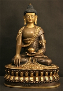 Statue Shakyamuni Buddha, 08 inch, Partially Gold Plated