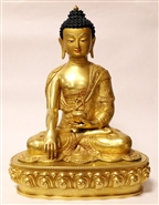 Statue Shakyamuni Buddha, 14 inch, Fully Gold Plated