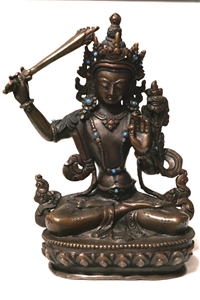 Statue Manjushri ,5.5 inch , Dark Copper