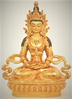 Statue Amitayus, 08 inch, Fully Gold Plated