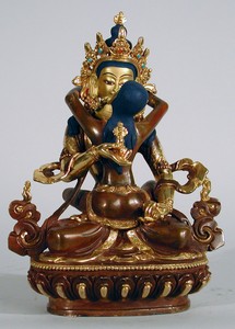 Statue Vajrasattva Yab Yum, 06 inch, Partially Gold Plated