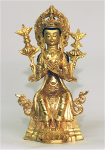 Statue Seated Maitreya, 09 inch, Fully Gold Plated