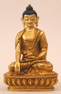 Statue Shakyamuni Buddha, 05.5 inch, Fully Gold Plated