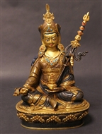 Statue Guru Rinpoche, 08 inch, Partially Gold Plated