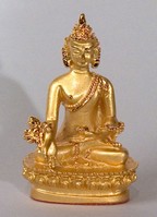 Statue Medicine Buddha, 02.25 inch, Gold Plated