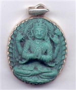 Deity Pendant, Chenrezik, Silver