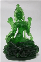 Statue Green Tara, 09 inch, Glass